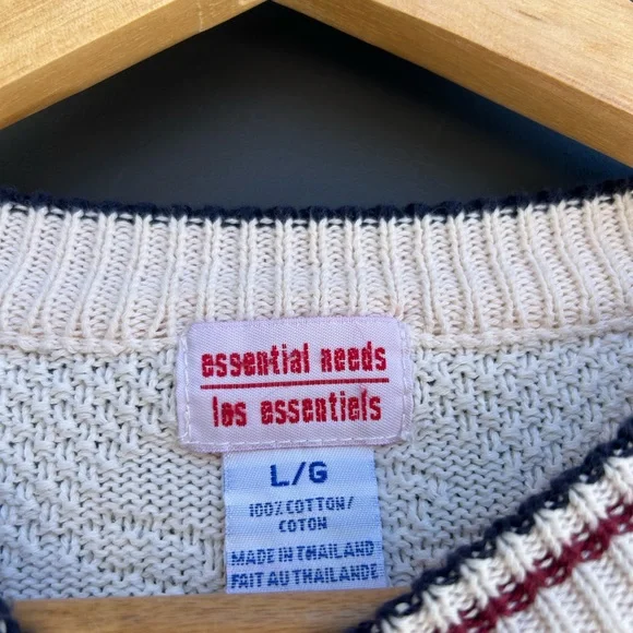 Vintage Textured Cotton Sweater - Oversized - Golf Scene - Embroidered - L - Picture 6 of 7